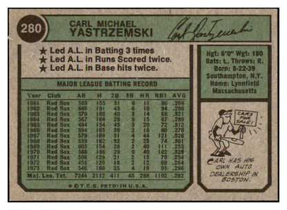 1974 Topps Baseball #280 Carl Yastrzemski Red Sox NR-MT 504087