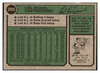 1974 Topps Baseball #280 Carl Yastrzemski Red Sox NR-MT 504216