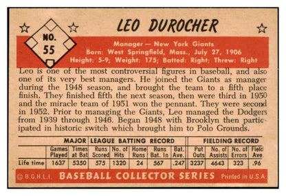 1953 Bowman Color Baseball #055 Leo Durocher Giants VG-EX 504316