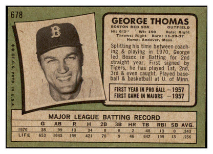 1971 Topps Baseball #678 George Thomas Red Sox NR-MT 504789