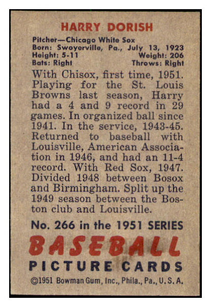 1951 Bowman Baseball #266 Harry Dorish White Sox EX 505301