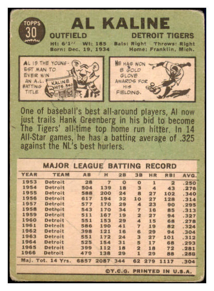 1967 Topps Baseball #030 Al Kaline Tigers VG 505402