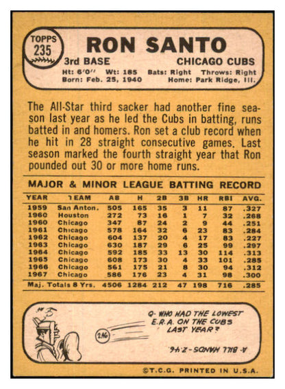 1968 Topps Baseball #235 Ron Santo Cubs EX-MT 505687