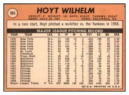 1969 Topps Baseball #565 Hoyt Wilhelm Angels EX-MT 506137