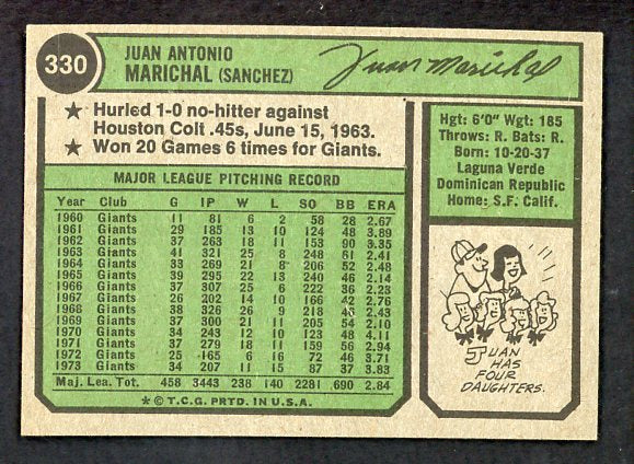 1974 Topps Baseball #330 Juan Marichal Giants EX-MT 506250