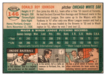 1954 Topps Baseball #146 Don Johnson White Sox NR-MT 506375