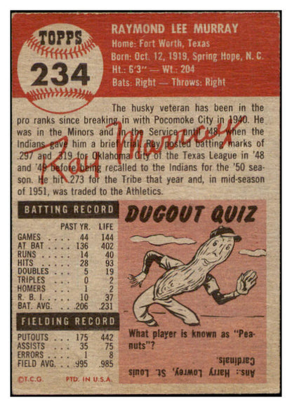 1953 Topps Baseball #234 Ray Murray A"S EX-MT 506696
