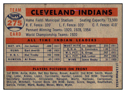 1957 Topps Baseball #275 Cleveland Indians Team EX-MT 506986