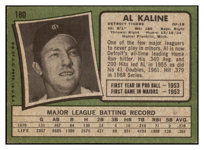 1971 Topps Baseball #180 Al Kaline Tigers VG-EX 507049
