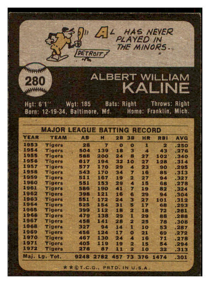 1973 Topps Baseball #280 Al Kaline Tigers VG-EX 507155