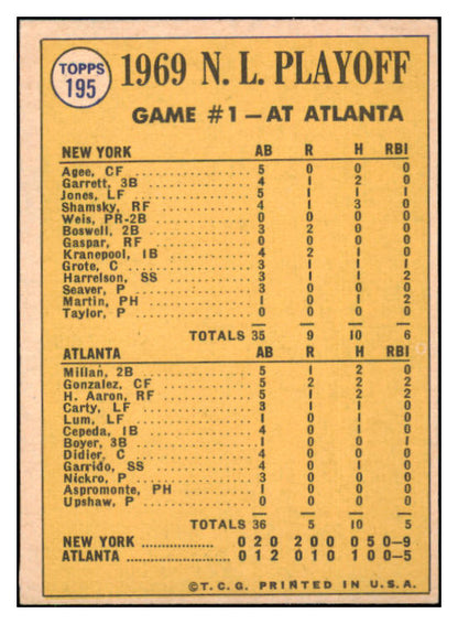 1970 Topps Baseball #195 N.L. Play Offs Game 1 Tom Seaver EX 507395