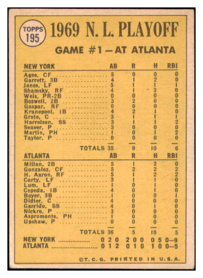 1970 Topps Baseball #195 N.L. Play Offs Game 1 Tom Seaver EX 507398