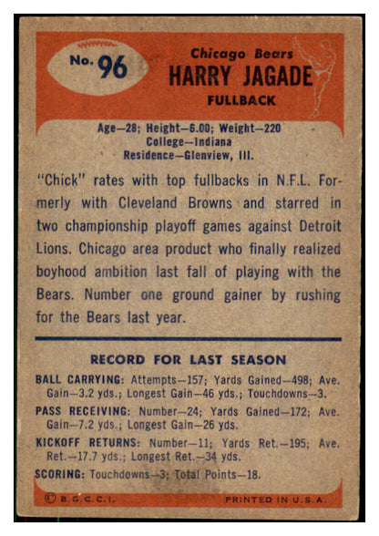 1955 Bowman Football #096 Harry Jagade Bears VG-EX 507604