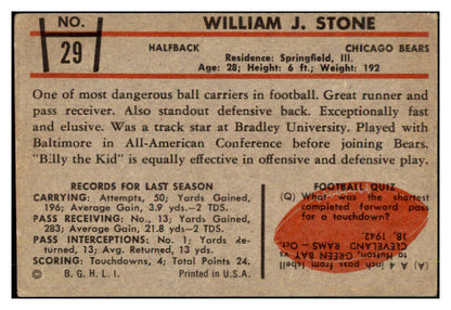 1953 Bowman Football #029 Bill Stone Bears VG-EX 507613