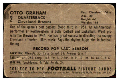1952 Bowman Large Football #002 Otto Graham Browns Poor 507624