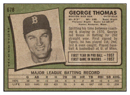 1971 Topps Baseball #678 George Thomas Red Sox VG-EX 507756