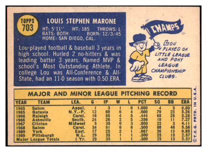 1970 Topps Baseball #703 Lou Marone Pirates EX-MT 507795