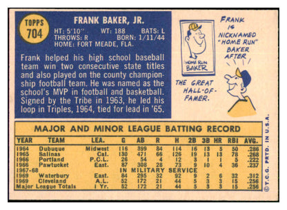 1970 Topps Baseball #704 Frank Baker Indians EX-MT 507843