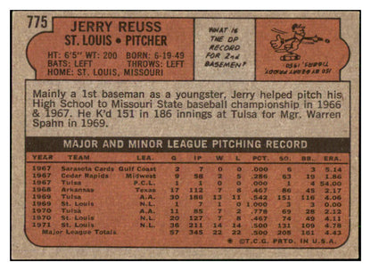 1972 Topps Baseball #775 Jerry Reuss Cardinals EX-MT 507896