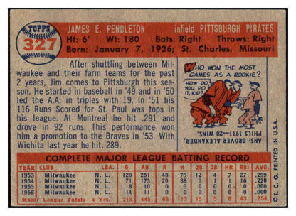 1957 Topps Baseball #327 Jim Pendleton Pirates VG-EX 508298