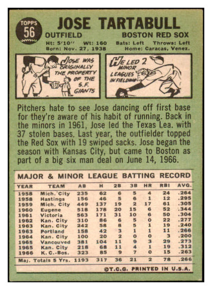1967 Topps #056 Jose Tartabull Red Sox Signed Autographed 509222