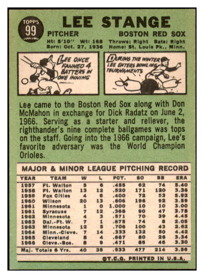 1967 Topps #099 Lee Stange Red Sox Signed Autographed 509234