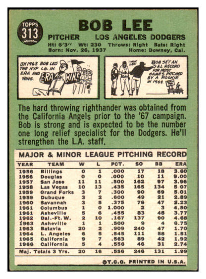 1967 Topps #313 Bob Lee Dodgers Signed Autographed 509298