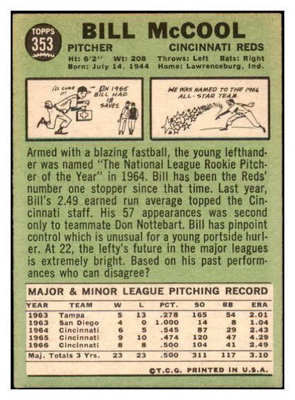 1967 Topps #353 Bill McCool Reds Signed Autographed 509312
