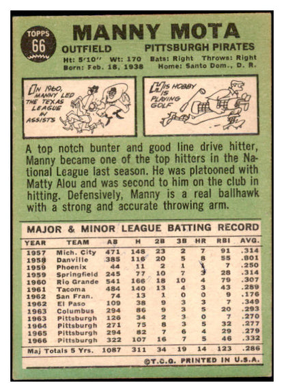 1967 Topps #066 Manny Mota Pirates Signed Autographed 509365
