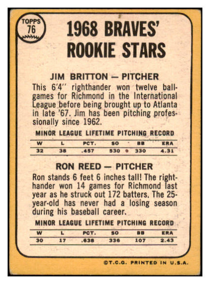1968 Topps #076 Jim Britton Ron Reed Signed Autographed 509389