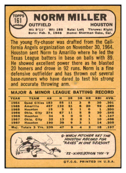 1968 Topps #161 Norm Miller Astros Signed Autographed 509428
