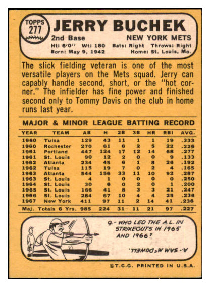 1968 Topps #277 Jerry Buchek Mets Signed Autographed 509462