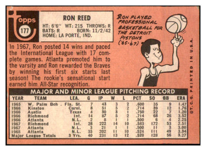 1969 Topps #177 Ron Reed Braves Signed Autographed 509634