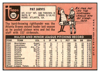 1969 Topps #282 Pat Jarvis Braves Signed Autographed 509668