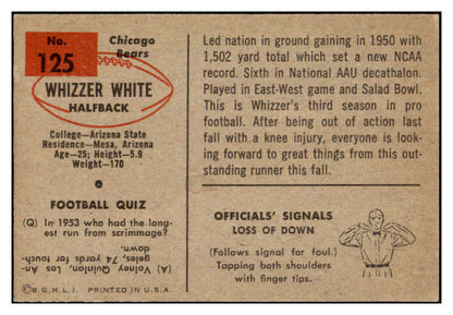 1954 Bowman Football #125 Whizzer White Bears EX-MT 510070