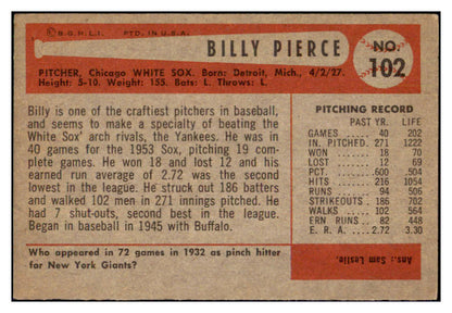 1954 Bowman Baseball #102 Billy Pierce White Sox EX-MT 510693