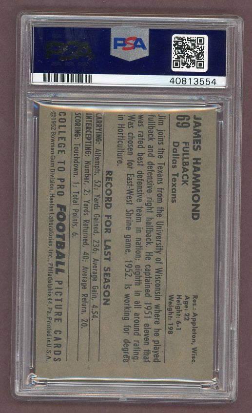 1952 Bowman Large Football #069 James Hammond Texans PSA 5 EX 512234