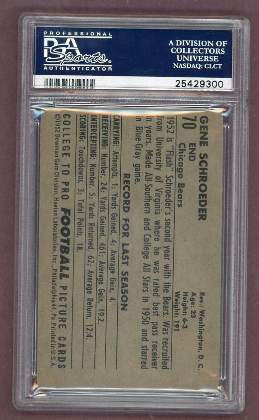1952 Bowman Large Football #070 Gene Schroeder Bears PSA 6 EX-MT oc 512374