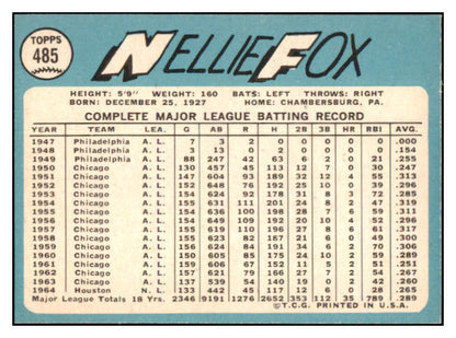 1965 Topps Baseball #485 Nellie Fox Astros NR-MT 512649