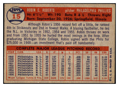 1957 Topps Baseball #015 Robin Roberts Phillies VG-EX 512686