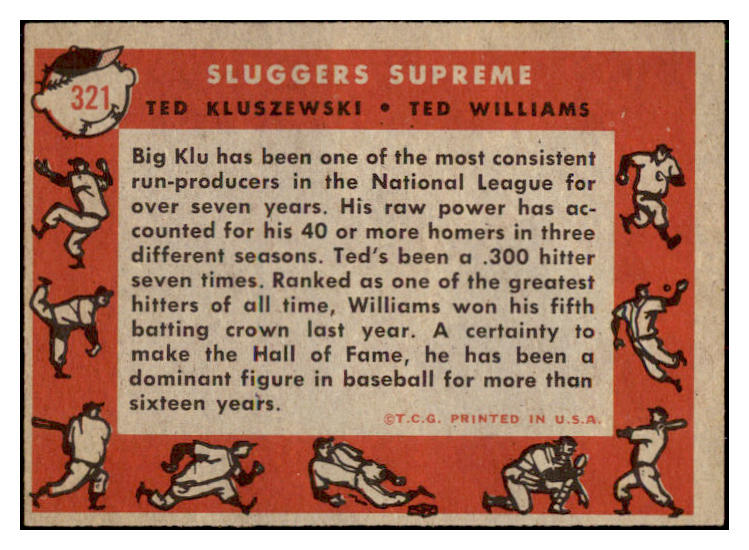 1958 Topps Baseball #321 Ted Williams Ted Kluszewski EX-MT 512690