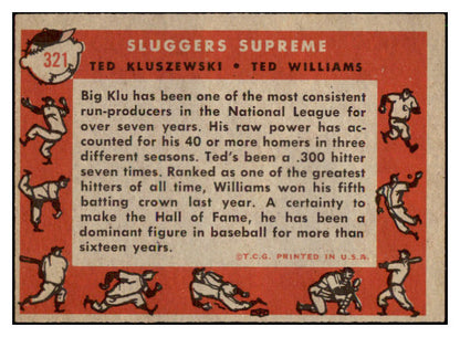 1958 Topps Baseball #321 Ted Williams Ted Kluszewski EX-MT 512690