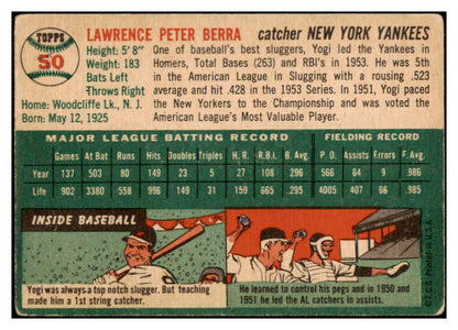 1954 Topps Baseball #050 Yogi Berra Yankees VG-EX 512941