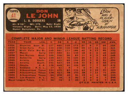 1966 Topps Venezuelan #041 Don Lejohn Dodgers VG-EX 513105