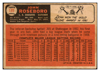 1966 Topps Venezuelan #189 John Roseboro Dodgers VG-EX 513114