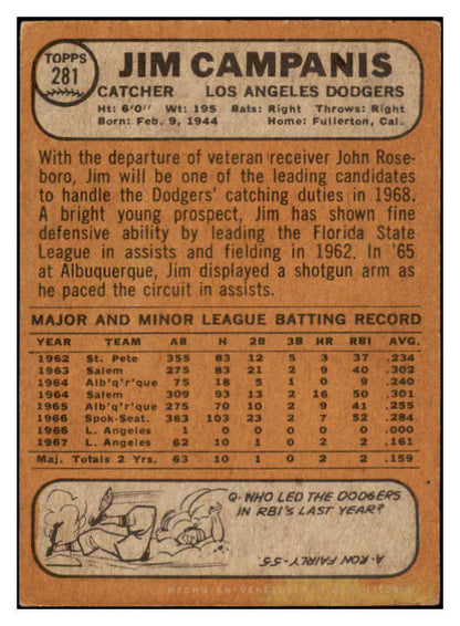 1968 Topps Venezuelan #281 Jim Campanis Dodgers VG-EX 513150