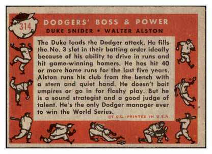 1958 Topps Baseball #314 Duke Snider Walter Alston EX 513406