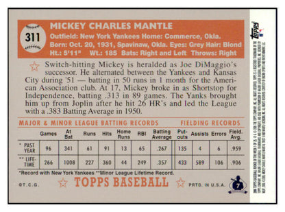 2006 Topps Rookie Of The Week #001 Mickey Mantle Yankees NR-MT 513495