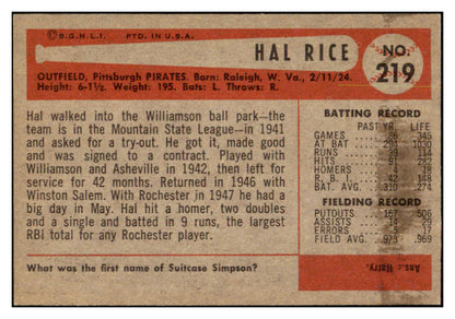 1954 Bowman Baseball #219 Hal Rice Pirates EX-MT 513533