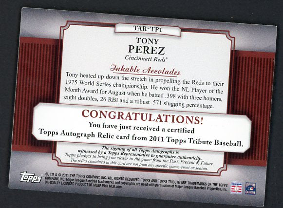 2011 Topps Tribute #TAR-TP1 Tony Perez Reds EX-MT 513874